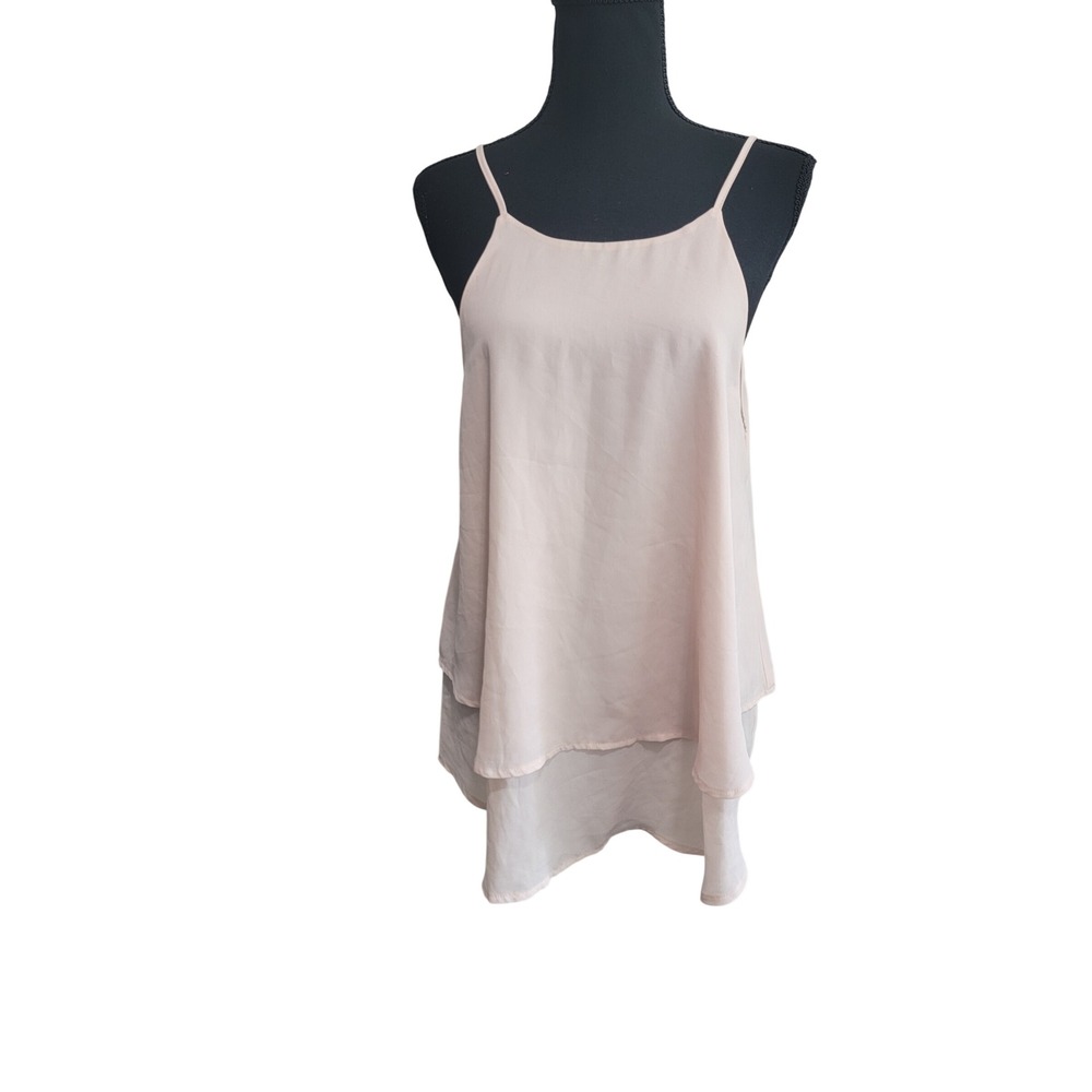 Mi Ami Womens Pink Layered Spaghetti Strap Camisole Tank‎ Top Size Large